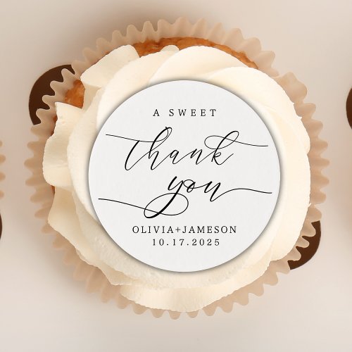 Elegant A Sweet Thank You Wedding Favor  Edible Frosting Rounds