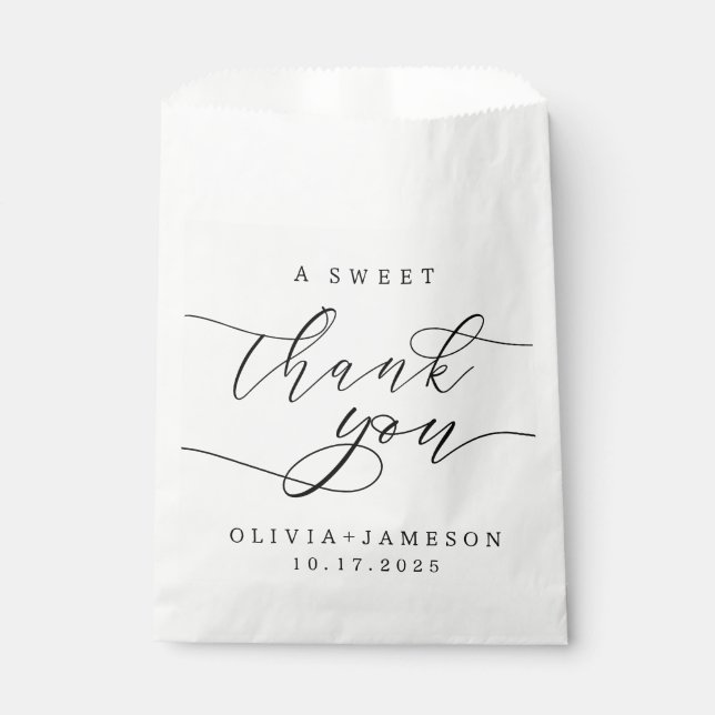 Elegant A Sweet Thank You Wedding Script Favor Bag (Front)