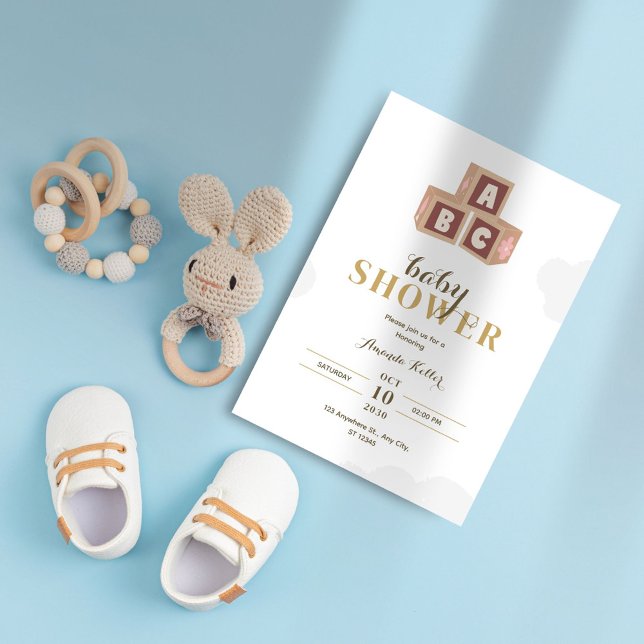 Elegant ABC Blocks Minimalist Baby Shower Invitation (Creator Uploaded)