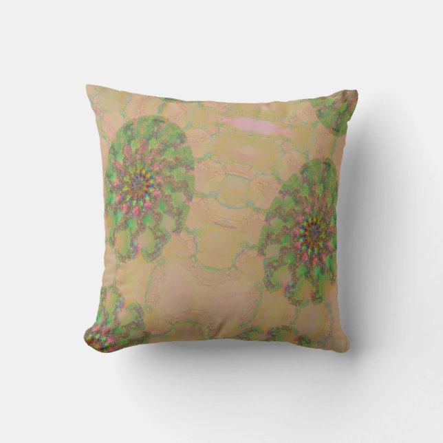 Elegant Abstract Art Colorful Pattern Faded Green Throw Pillow (Front)