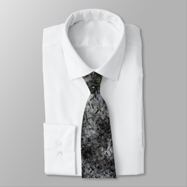 Elegant Abstract Black and Grey Artistic Pattern Neck Tie (Tied)