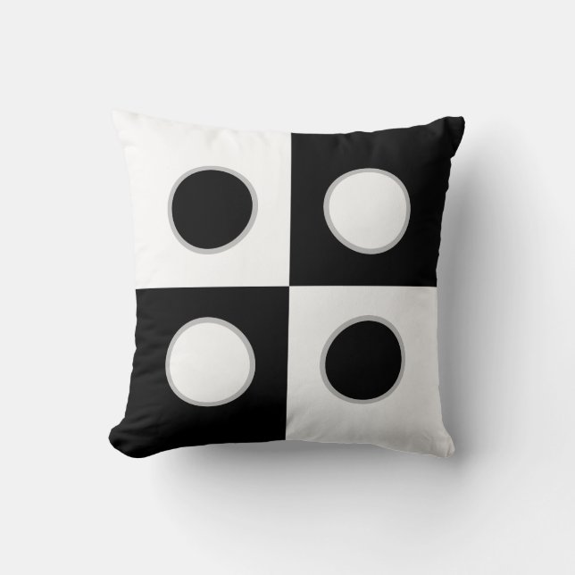 Elegant Abstract Black and White Circles & Squares Throw Pillow (Front)