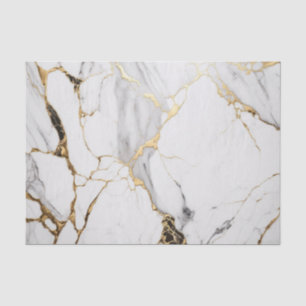 Elegant abstract black and white gold marble stone tissue paper