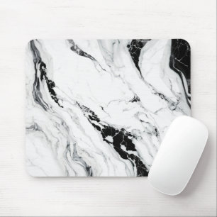 Elegant abstract black and white marble stone mouse pad