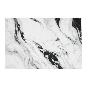 Elegant abstract black and white marble stone placemat