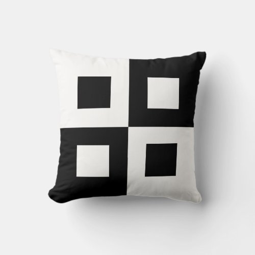 Elegant Abstract Black and White Squares Throw Pillow