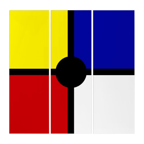 Elegant Abstract Black Blue Red Yellow  White  Triptych