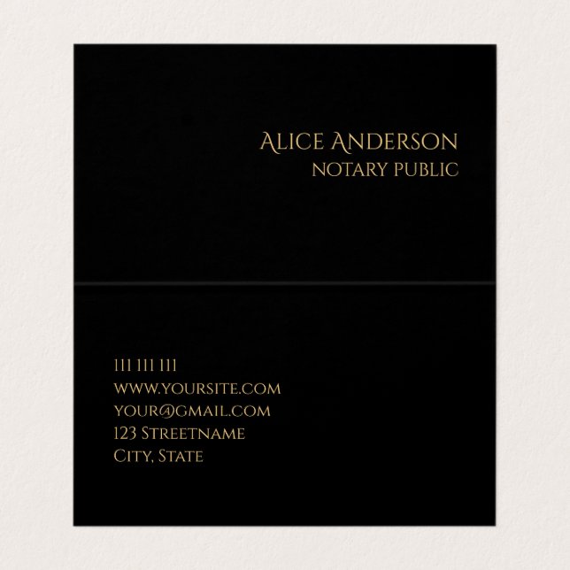 Elegant Abstract Black Professional Two-fold Business Card (Inside Unfolded)