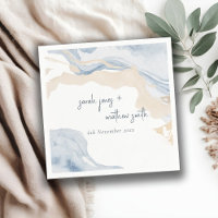 Elegant Abstract Blue Beige Coastal Beach Wedding