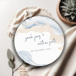 Elegant Abstract Blue Beige Coastal Beach Wedding Round Paper Coaster<br><div class="desc">For any further customisation or any other matching items,  please feel free to contact me at yellowfebstudio@gmail.com</div>