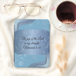 Elegant Abstract Blue Floral & Bible Verse Kindle Cover