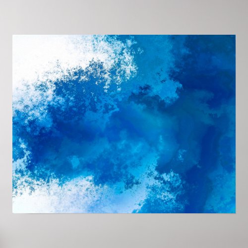Elegant Abstract Blue Ocean Waves Acrylic Art  Poster