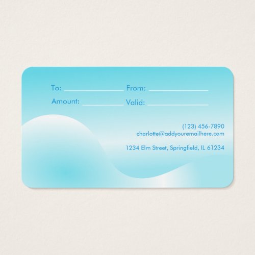 Elegant Abstract Blue Wave Aesthetician Gift Card
