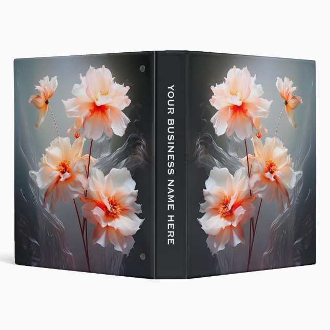 Elegant Abstract Blush Flower Misty Flow 3 Ring Binder (Background)