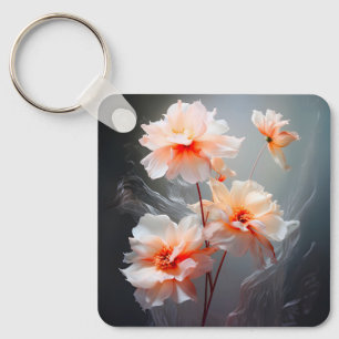 Elegant Abstract Blush Flower Misty Flow Keychain