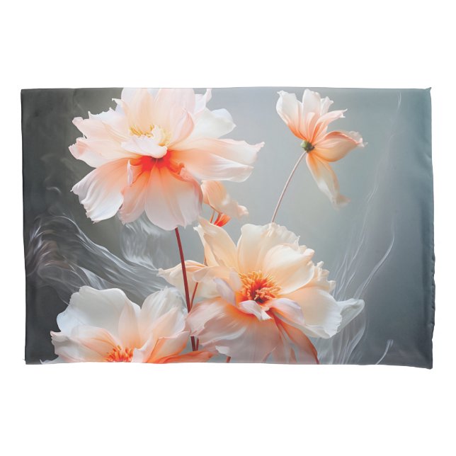 Elegant Abstract Blush Flower Misty Flow Pillow Case (Front)