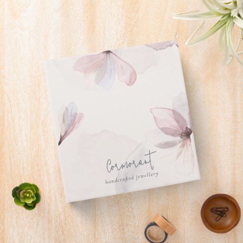 Elegant Abstract Blush Watercolor Floral Business 3 Ring Binder