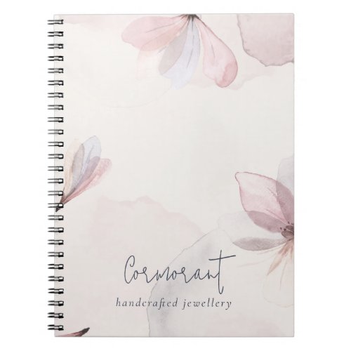 Elegant Abstract Blush Watercolor Floral Business Notebook