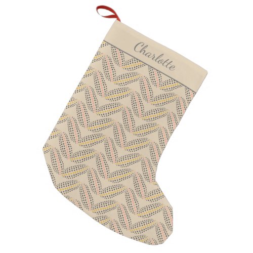 Elegant Abstract Botanical Dots Sand Personalized Small Christmas Stocking