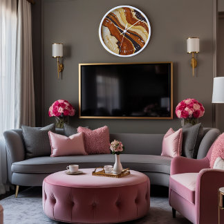 Elegant Abstract Brown Swirl Wall Clock