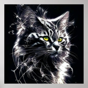 Elegant Abstract Cat Art Print