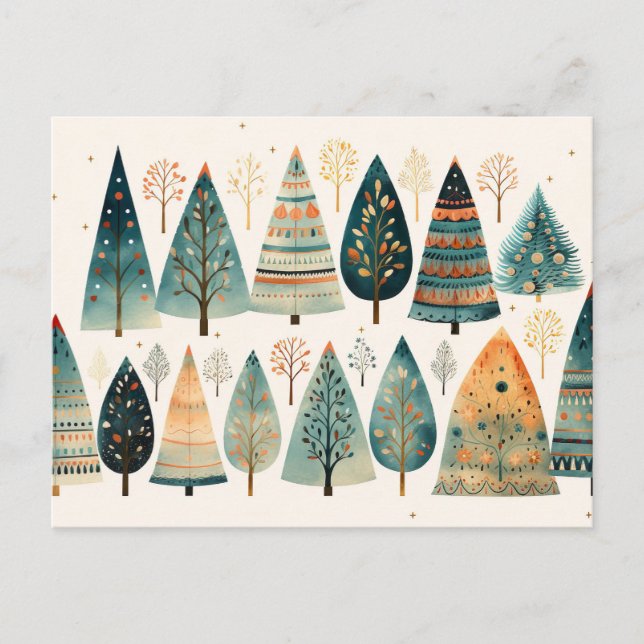 Elegant abstract Christmas trees Postcard (Front)