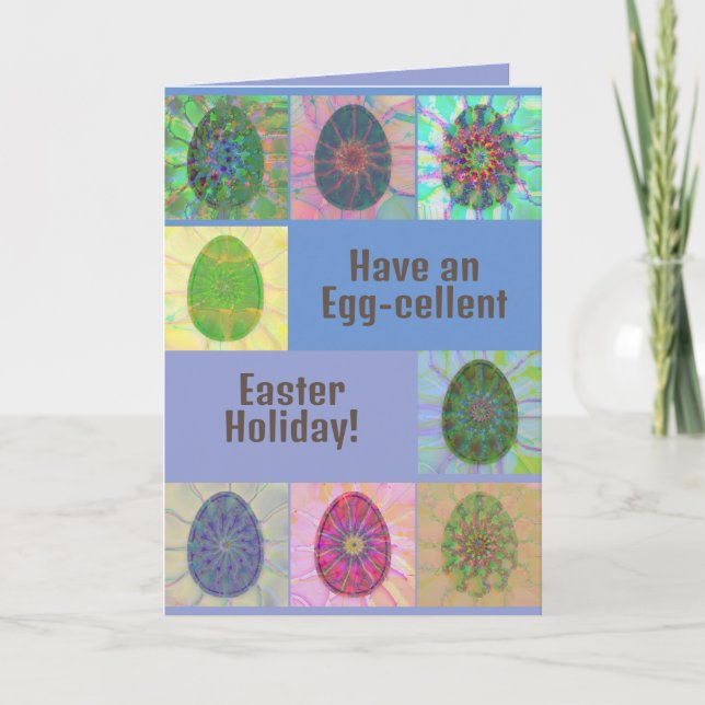 Elegant Abstract Colorful Eggs Collage Easter Card (Front)