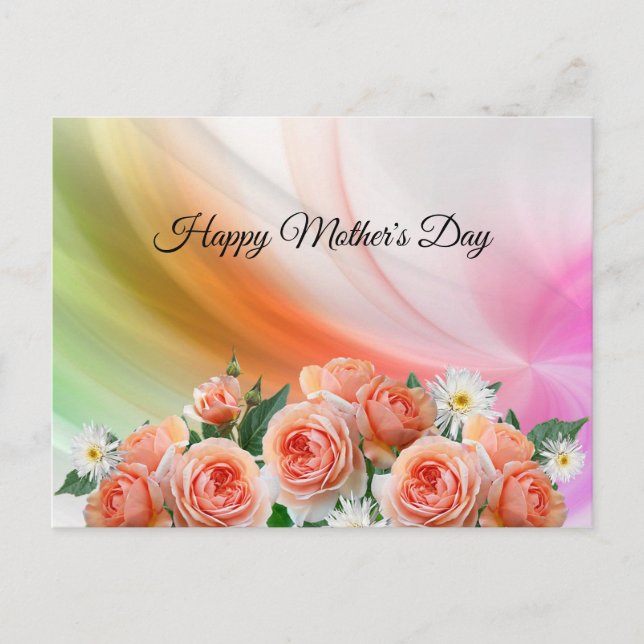 Elegant,Abstract,Colorful Lines,Roses Postcard (Front)