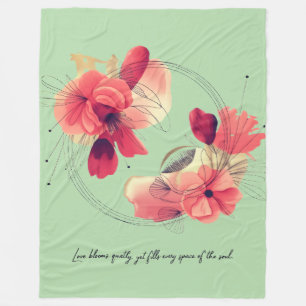 Elegant Abstract Coral Floral Art Fleece Blanket