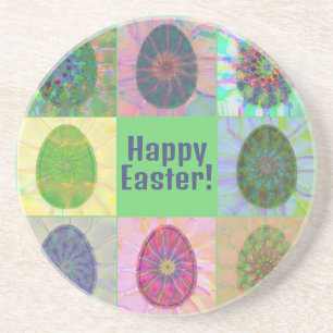 Elegant Abstract Decorative Colorful Eggs Collage Coaster