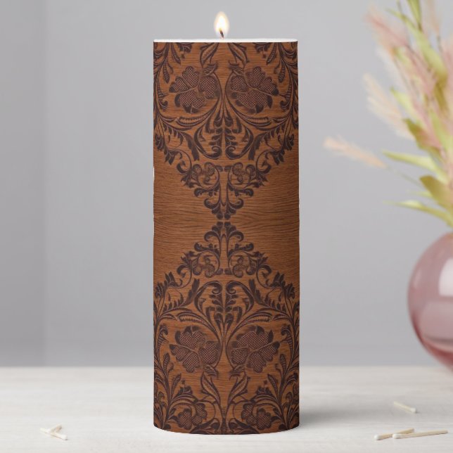 Elegant Abstract Decorative Wooden Pillar Candle (In Situ)