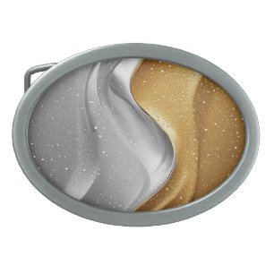 Elegant Abstract Design with Gold and Silver Belt Buckle