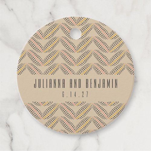 Elegant Abstract Dots Pattern Beige Custom Wedding Favor Tags