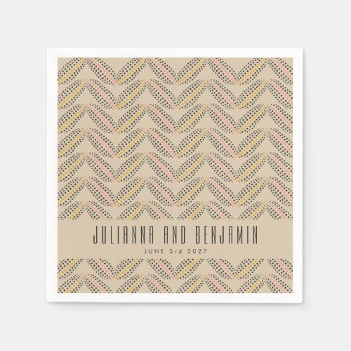 Elegant Abstract Dots Pattern Beige Custom Wedding Napkins