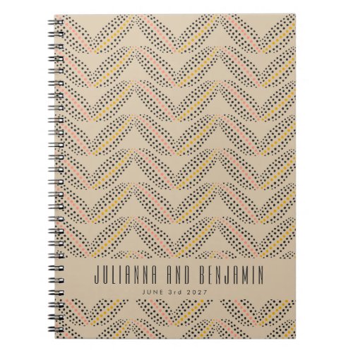Elegant Abstract Dots Pattern Beige Custom Wedding Notebook