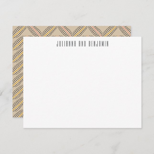 Elegant Abstract Dots Pattern Beige Personalized  Note Card (Front/Back)