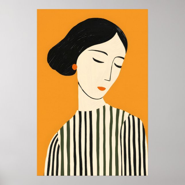 Elegant Abstract Face Art Print - Minimalist (Front)