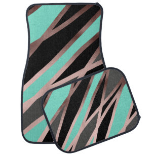 elegant abstract faux rose gold black grey mint car floor mat