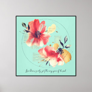 Elegant Abstract Floral Art with Gold Accents Canvas Print