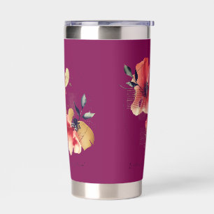 Elegant Abstract Floral Art with Gold Accents Insulated Tumbler