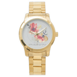 Elegant Abstract Floral Art with Gold Accents Watch
