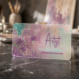 Elegant Abstract Floral Artist Clear Business Card Cards