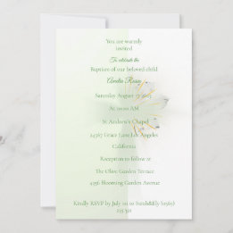 Elegant Abstract Floral Cross Baptism invitation