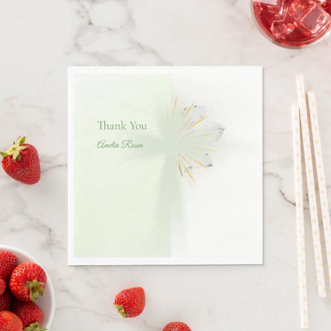 Elegant abstract floral Cross baptism napkin  (Insitu)