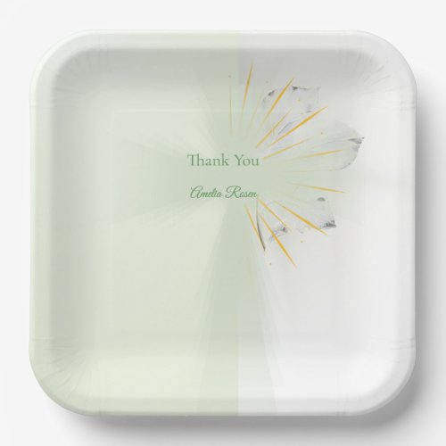 Elegant abstract floral Cross baptism paper plates