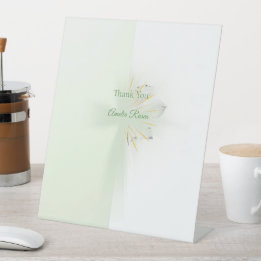 Elegant abstract floral Cross baptism pedestal sig Pedestal Sign