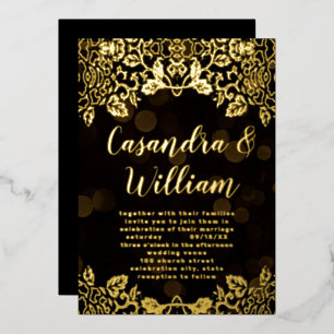 Elegant Abstract Floral Gold Wedding Foil Invit Invitation