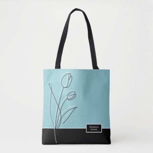 Elegant Abstract Floral Line Art personalized Tote Bag