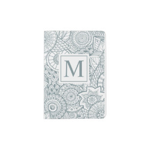 Elegant Abstract Floral Monogram   Passport Holder