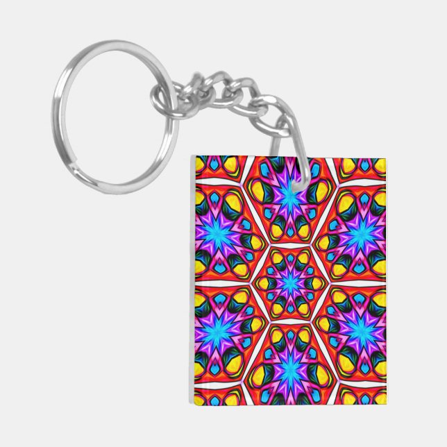 Elegant Abstract Floral Pattern Keychain (Front Left)